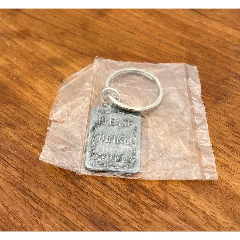 Vintage Jack Daniels Metal Keychain Tenn Whiskey Please Drink Responsibly NIP